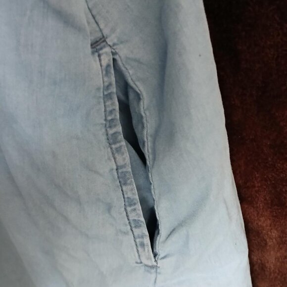 Womens Terre Bleue Gray Flower Embroidered Tunic Shirt Dress w/Pockets - Picture 7 of 8